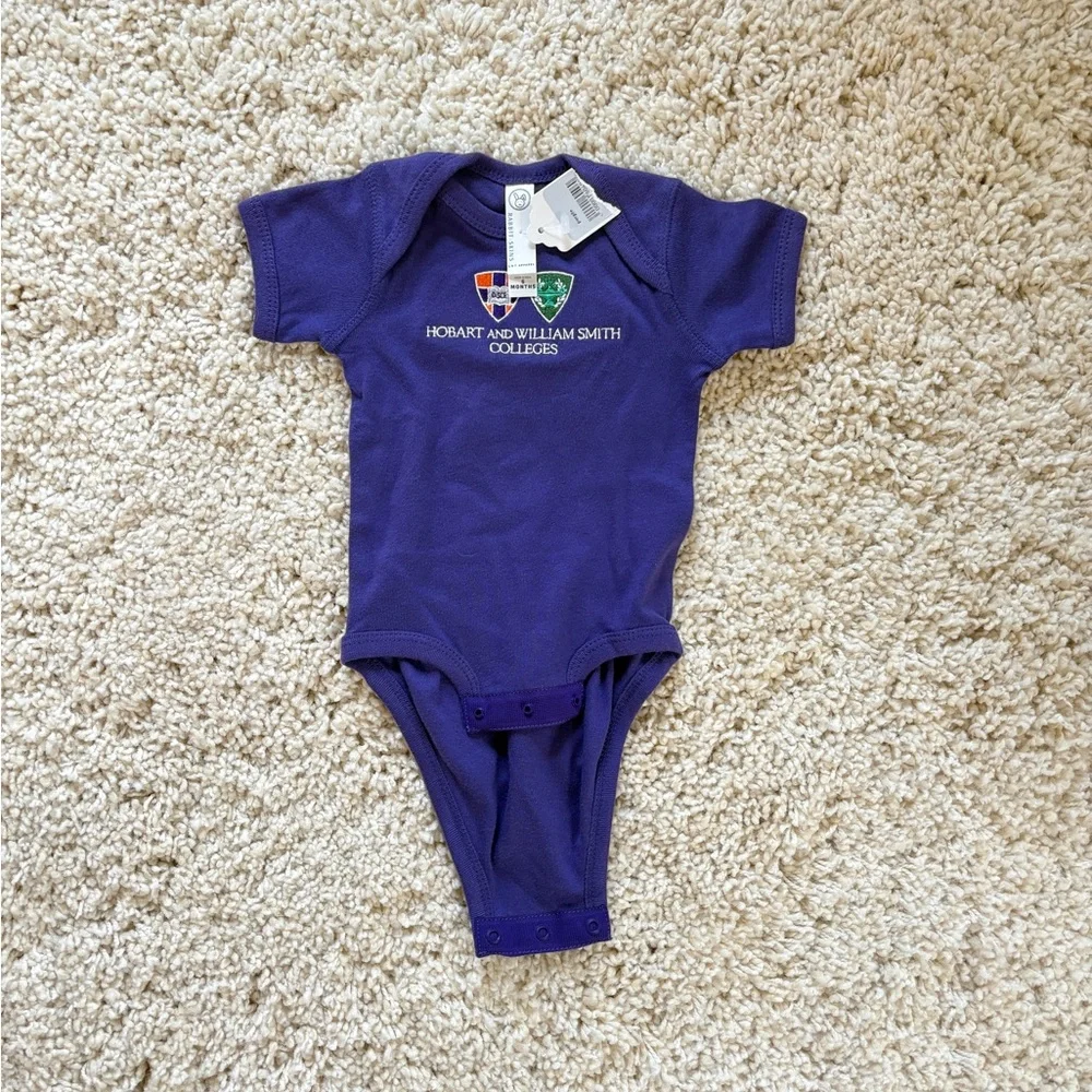 NWT Hobart and William Smith Colleges Purple Baby Onesie Bodysuit 6 Months